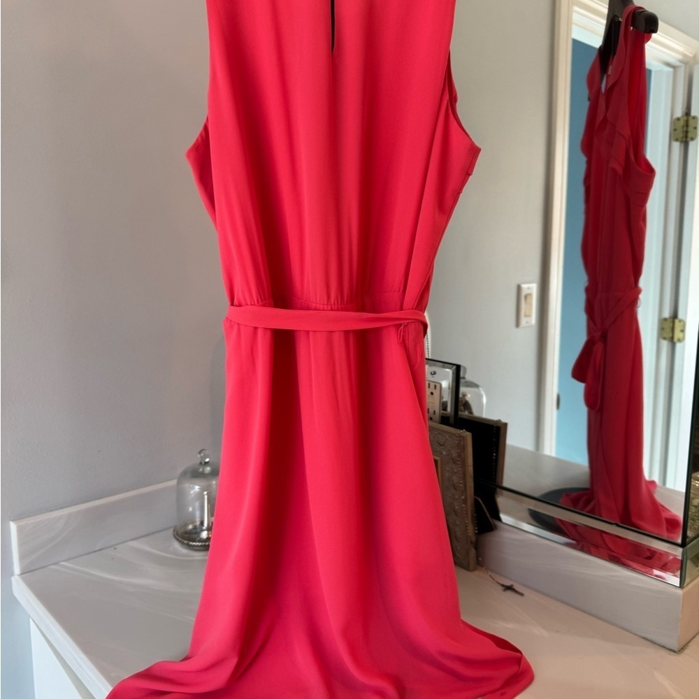 LOFT Pink Sheath Mini Dress with Flutter Sleeves - Picture 8 of 12